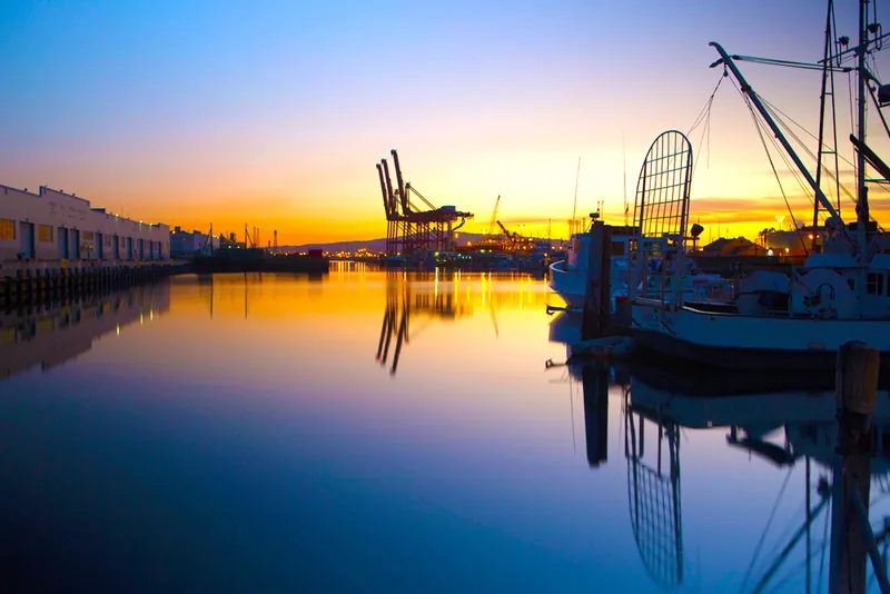 Long Beach harbor at sunset